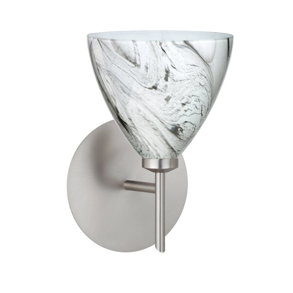 Besa Lighting Mia Mini Sconce, Marble Grigio, Satin Nickel Finish, 1x40W Halogen 1SW-1779MG-SN - main